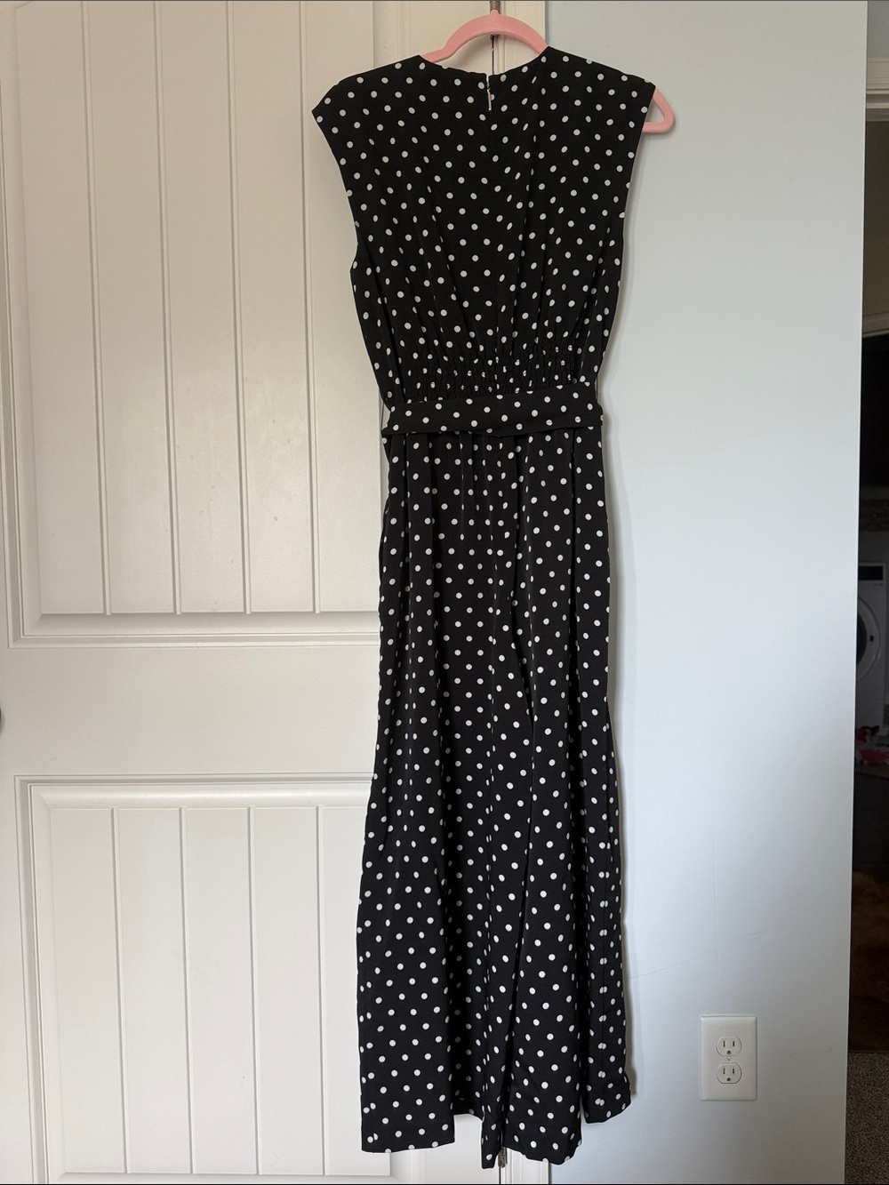 kate spade Black & White Polka Dot Sleeveless Wrap Jumpsuit - Picture 5 of 5